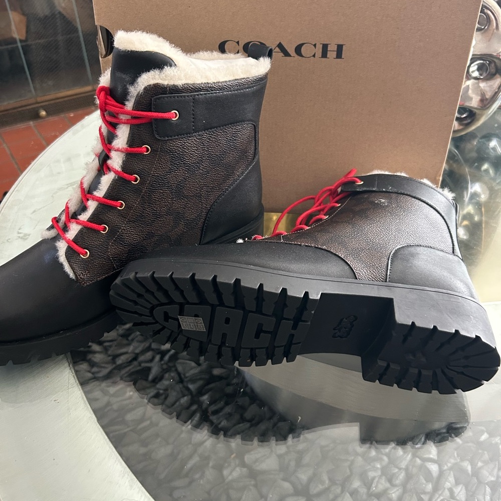 Coach Brown and Black Winter Boots with Insulated Lining